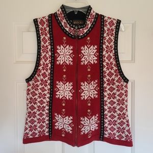 Woman's Full Zip Sleeveless Norwegian Sweater - Size Small - Like New